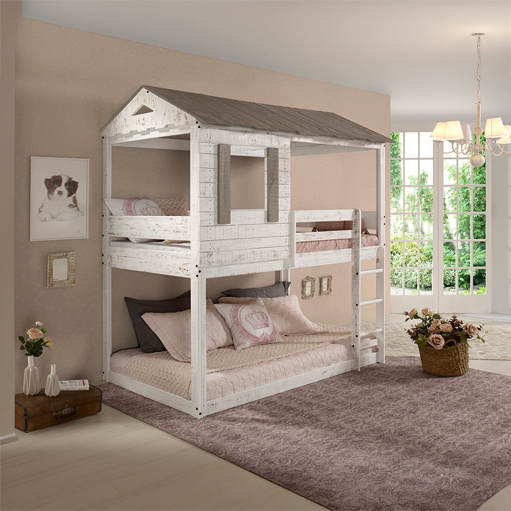 Darlene Rustic White Finish Twin/Twin Bunk Bed