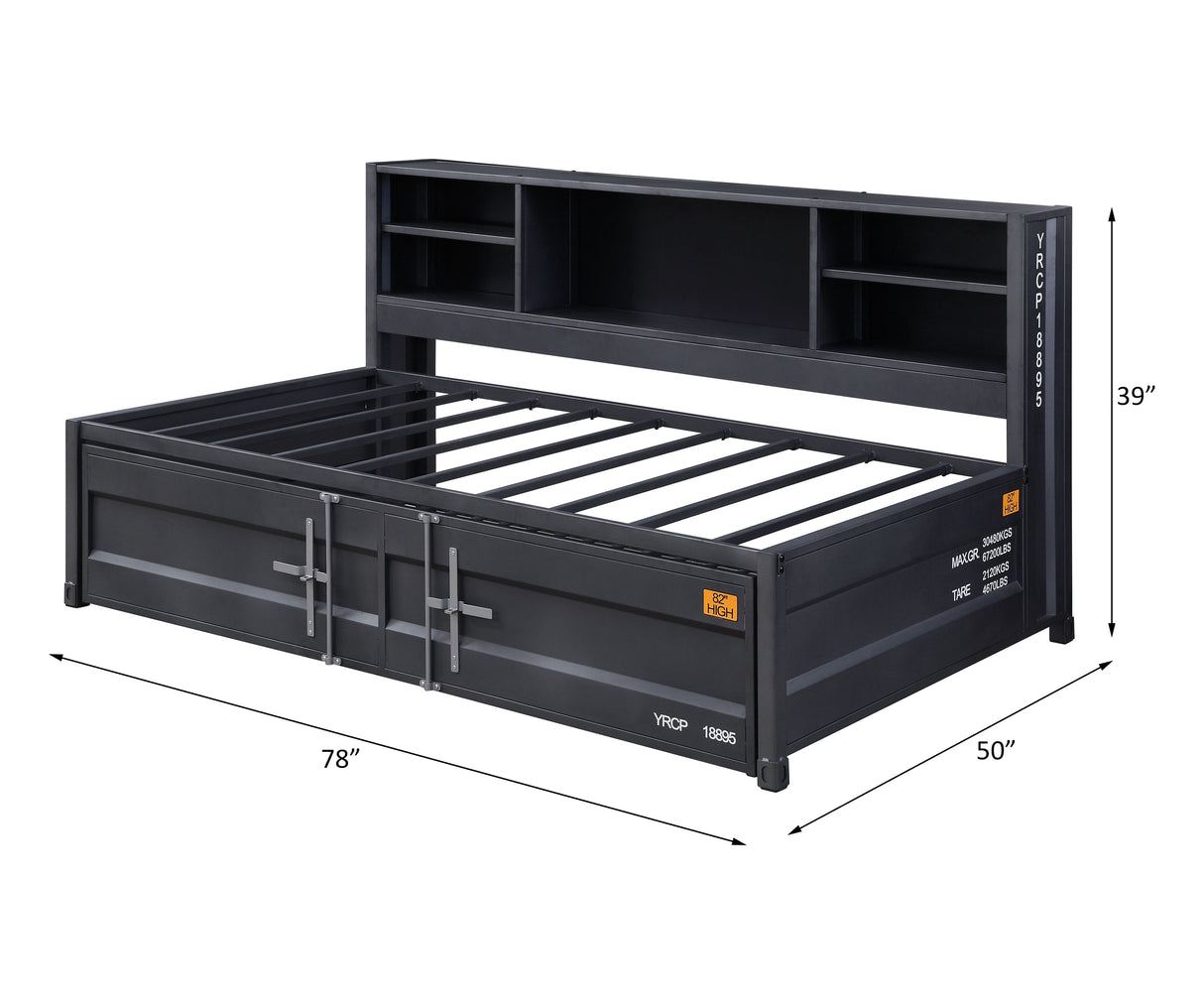 Cargo Gunmetal Finish Daybed