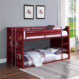 Cargo Red Finish Twin/Twin Bunk Bed