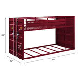 Cargo Red Finish Twin/Twin Bunk Bed