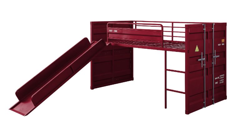 Cargo Red Finish Twin Loft Bed