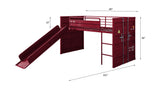 Cargo Red Finish Twin Loft Bed