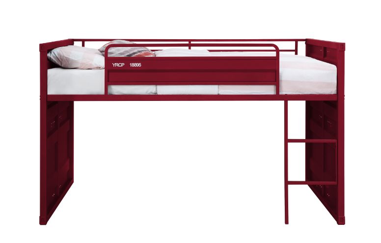 Cargo Red Finish Twin Loft Bed