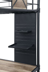 Cordelia Antique Oak, Sandy Black & Dark Bronze Hand-Brushed Finish Twin Loft Bed