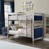 Varian Blue Velvet & Silver Finish Twin/Twin Bunk Bed