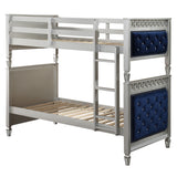 Varian Blue Velvet & Silver Finish Twin/Twin Bunk Bed