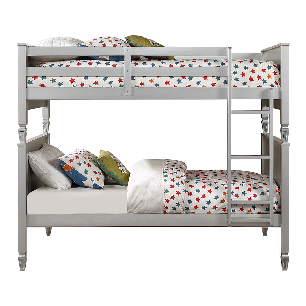 Varian Blue Velvet & Silver Finish Twin/Twin Bunk Bed