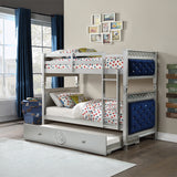 Varian Blue Velvet & Silver Finish Twin/Twin Bunk Bed