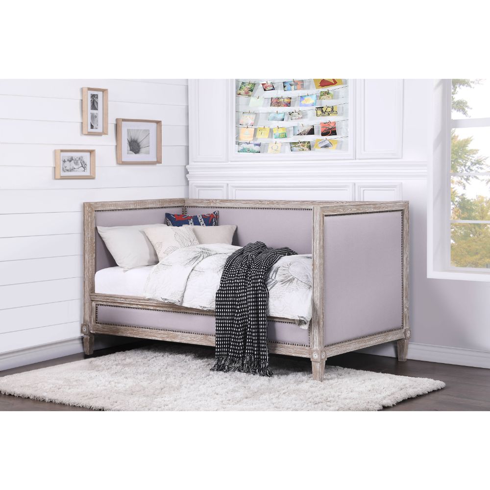 Charlton Beige Linen & Weathered Oak Finish Daybed