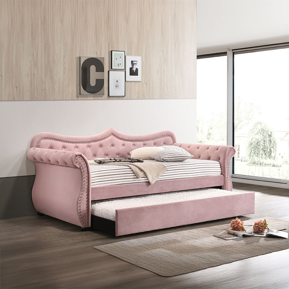 Adkins Pink Velvet Daybed