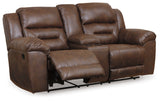 Stoneland Chocolate Power Reclining Loveseat With Console