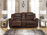 Stoneland Chocolate Power Reclining Loveseat With Console