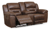 Stoneland Chocolate Power Reclining Loveseat With Console