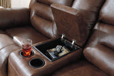 Stoneland Chocolate Power Reclining Loveseat With Console