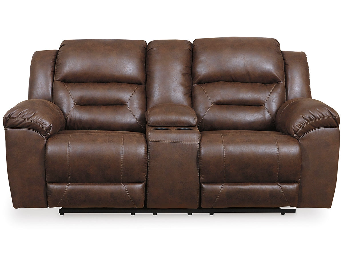 Stoneland Chocolate Power Reclining Loveseat With Console