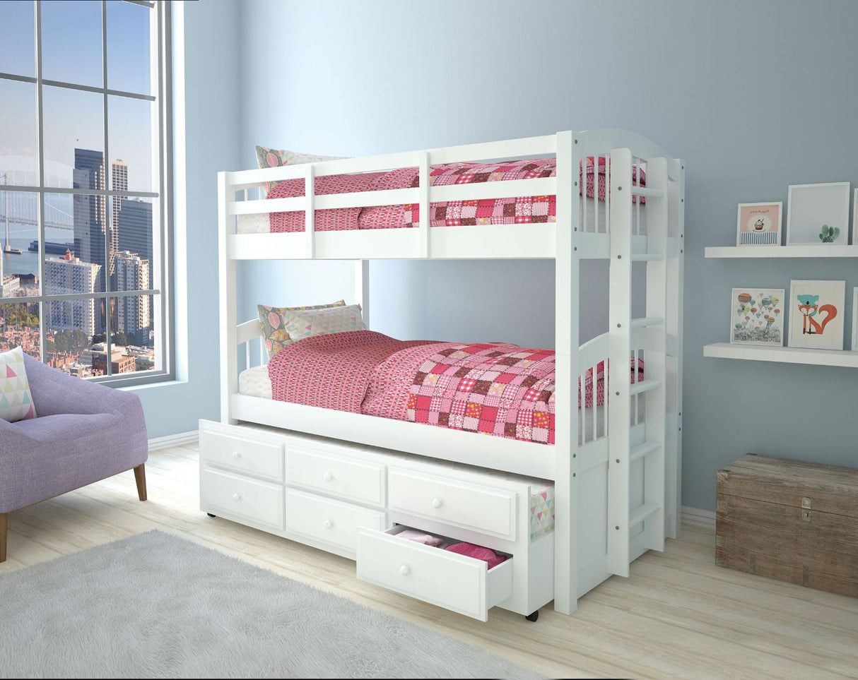 Micah White Finish Twin/Twin Bunk Bed & Trundle