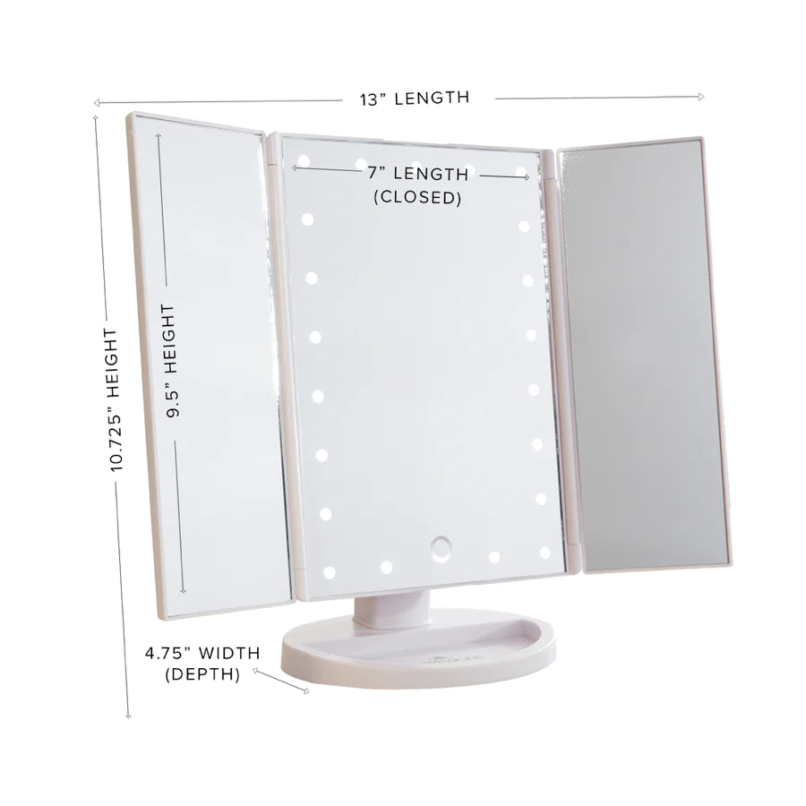 Touch Trifold Dimmable LED Makeup Mirror