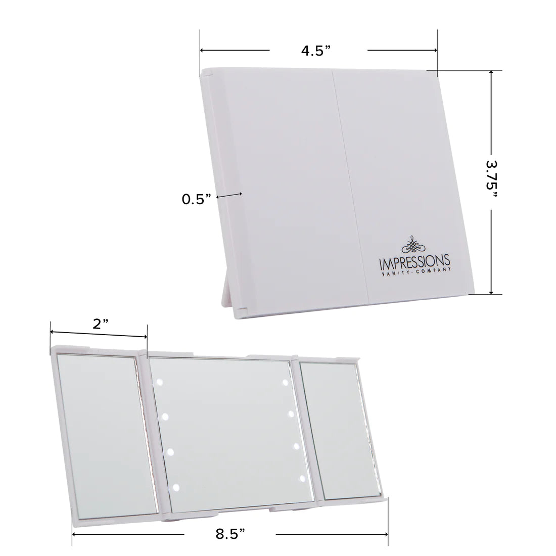 ReveaLight Trifold LED Compact Mirror with Flip Stand