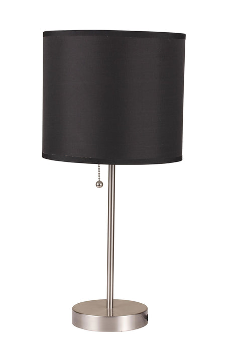 Vassy Black Shade & Brush Silver Finish Table Lamp (2Pc)