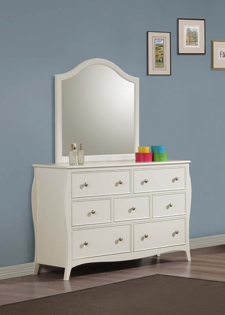 Dominique Cream White 7-Drawer Dresser With Mirror