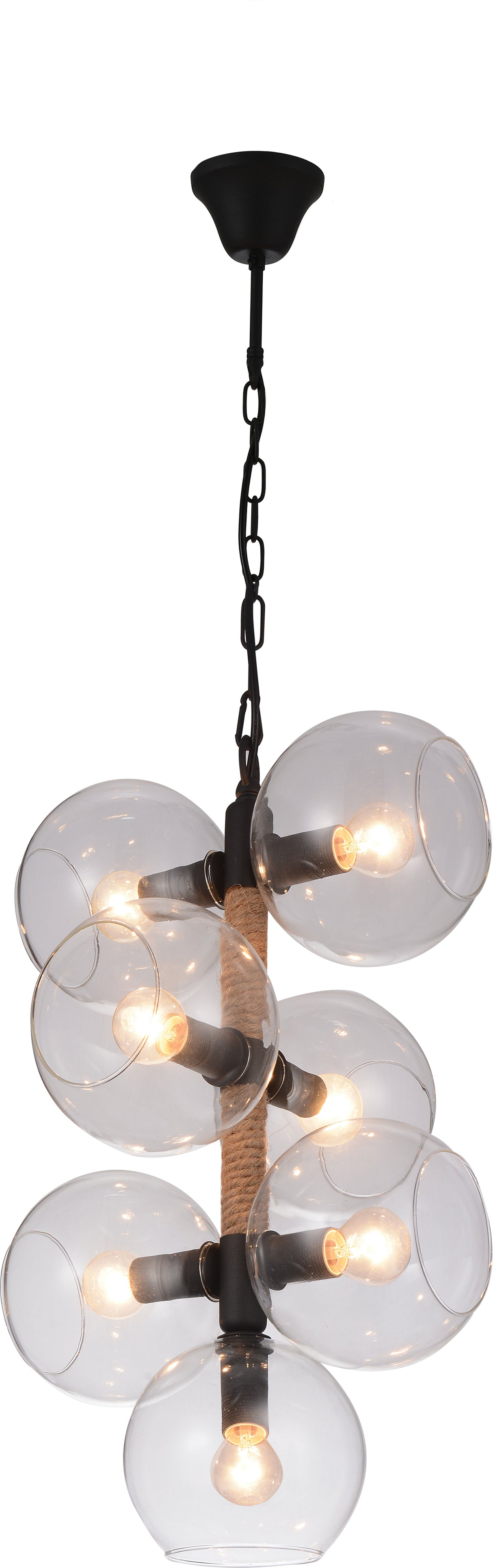 Okee Amber Glass & Black Satin Finish Ceiling Lamp