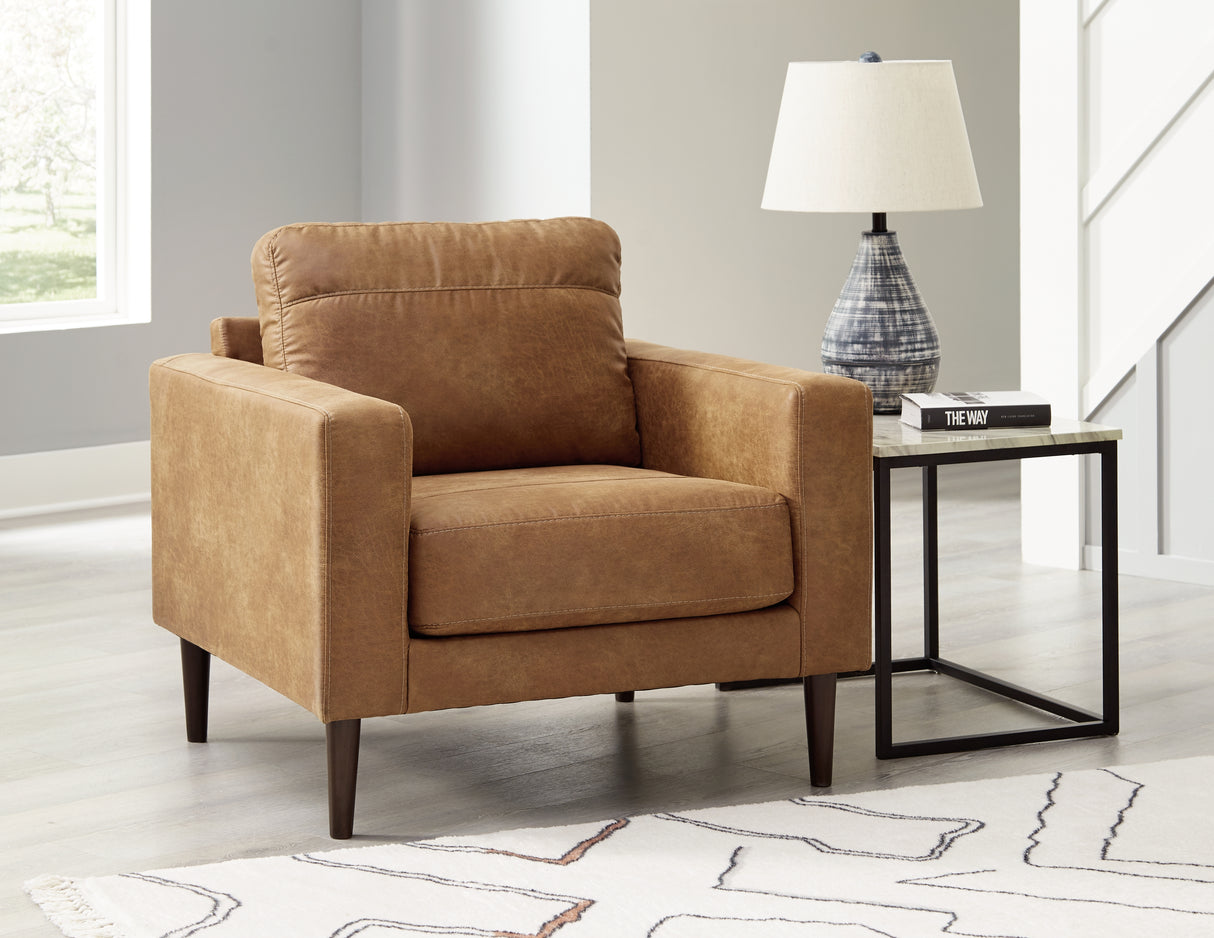 Telora Caramel Sofa, Loveseat, Chair And Ottoman