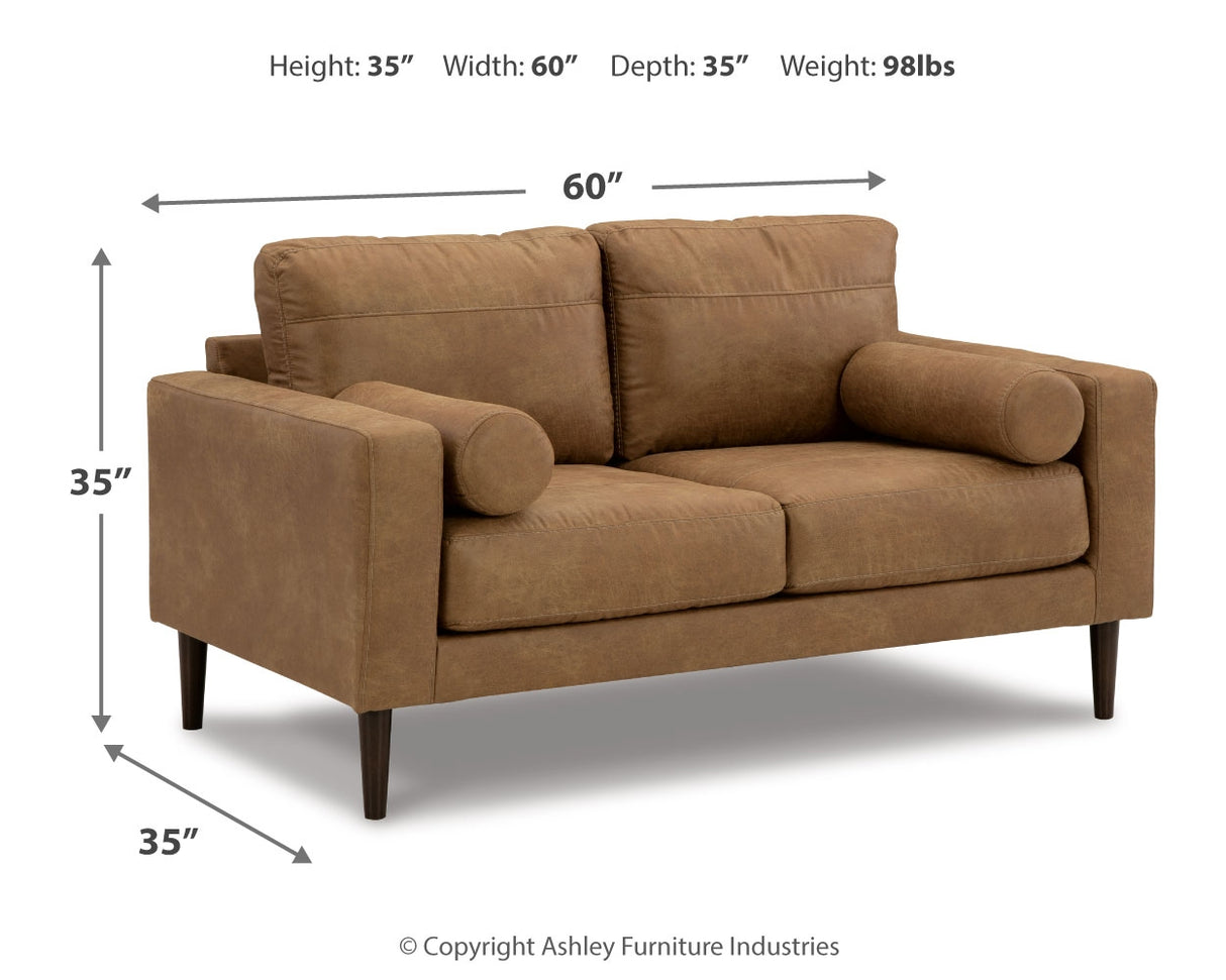 Telora Caramel Sofa, Loveseat, Chair And Ottoman