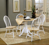 Allison White 5-Piece Round Drop Leaf Dining Table Set