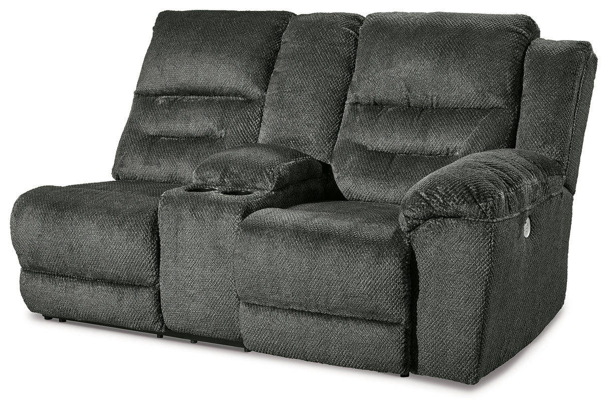 Nettington Smoke Right-Arm Facing Power Reclining Loveseat With Console