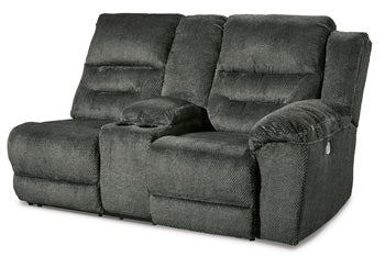 Nettington Smoke Right-Arm Facing Power Reclining Loveseat With Console