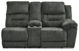 Nettington Smoke Right-Arm Facing Power Reclining Loveseat With Console