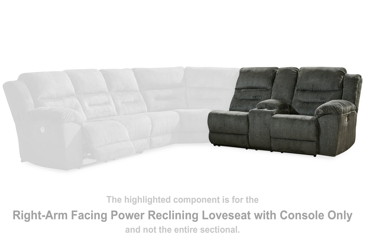 Nettington Smoke Right-Arm Facing Power Reclining Loveseat With Console