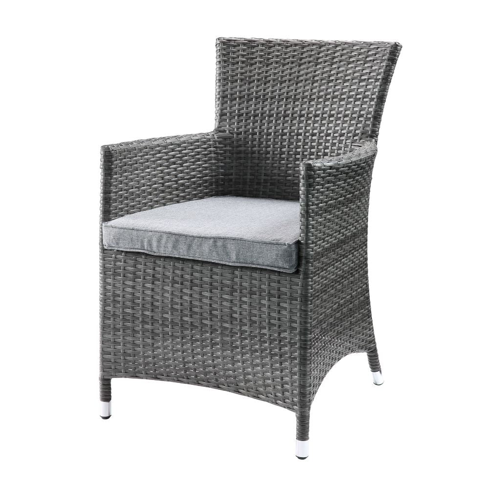 Tashelle Gray Fabric & Gray Wicker Patio Bistro Set