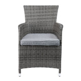 Tashelle Gray Fabric & Gray Wicker Patio Bistro Set