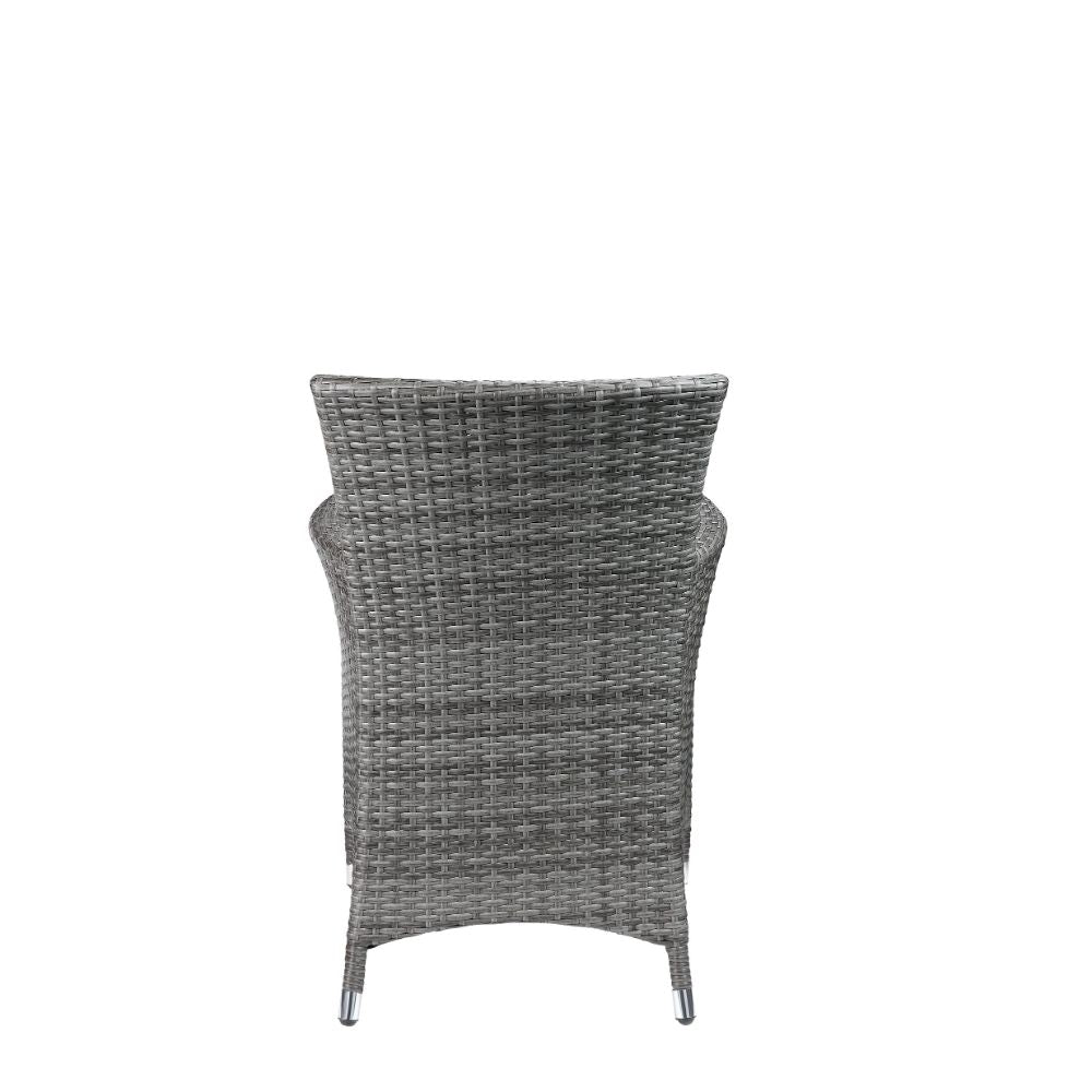 Tashelle Gray Fabric & Gray Wicker Patio Bistro Set