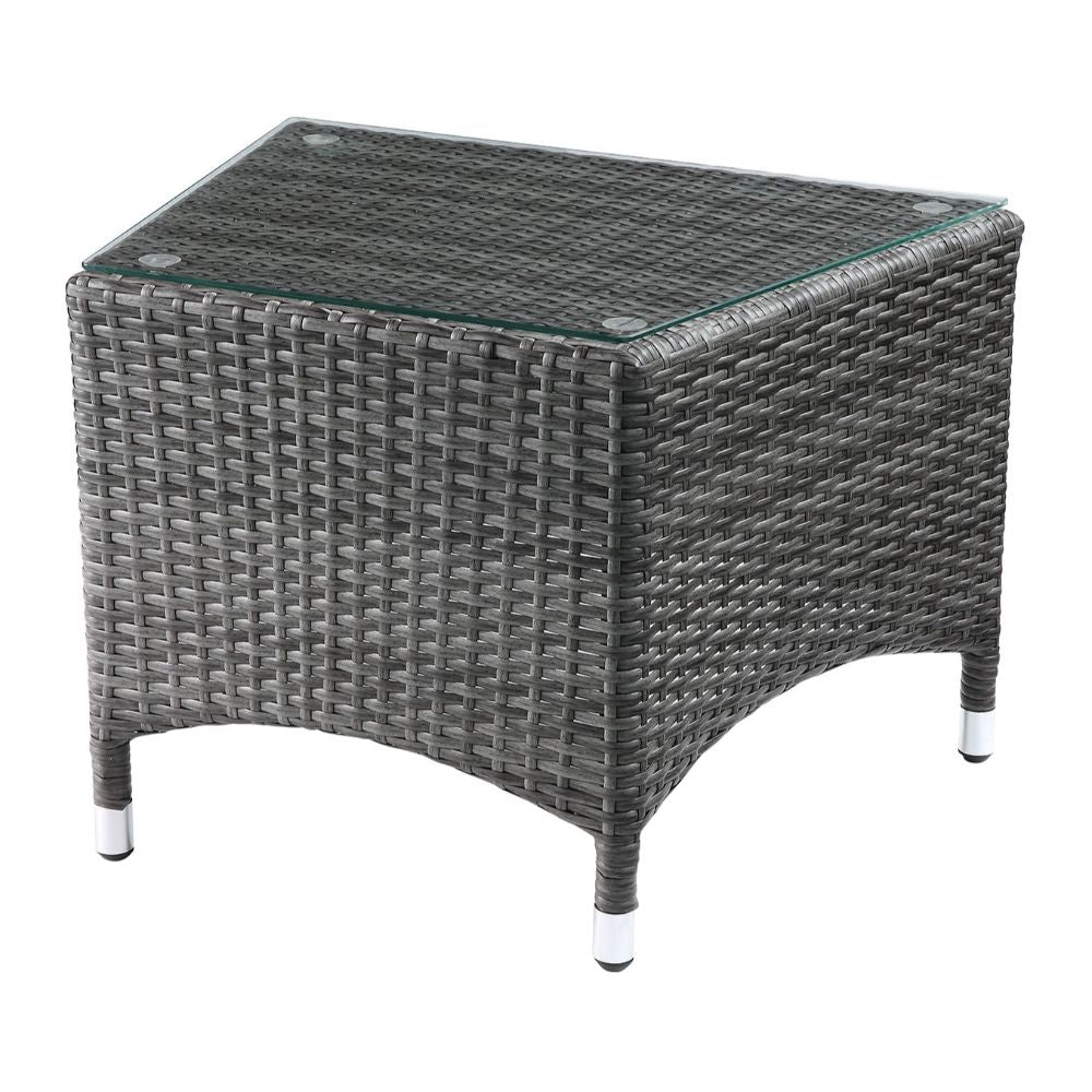 Tashelle Gray Fabric & Gray Wicker Patio Bistro Set