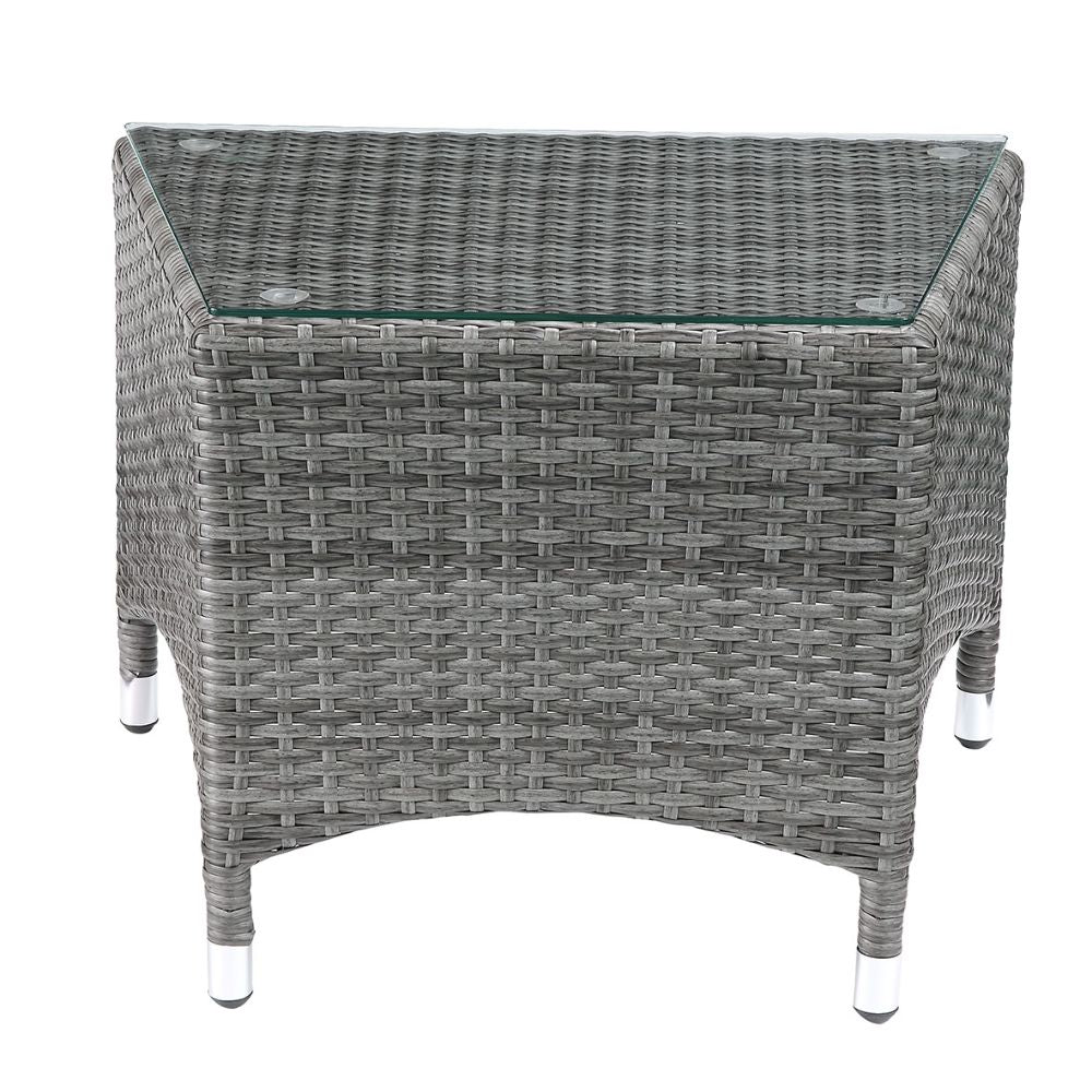 Tashelle Gray Fabric & Gray Wicker Patio Bistro Set