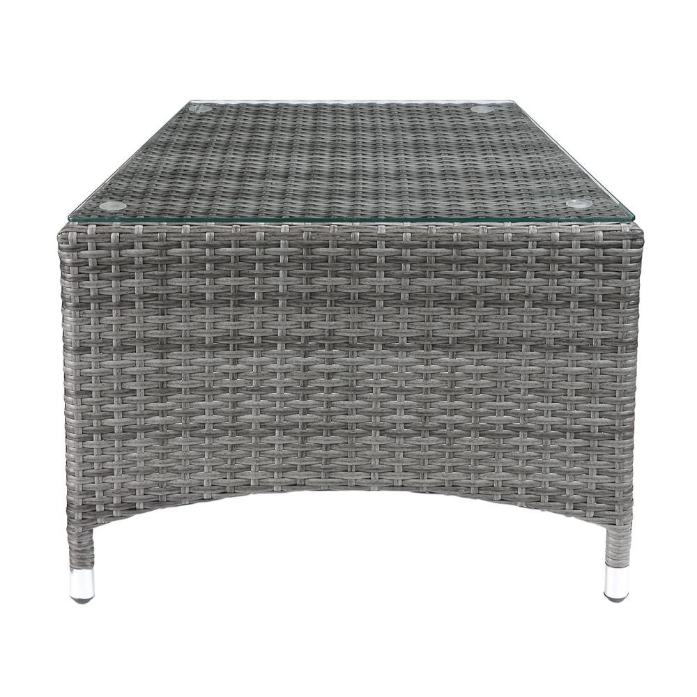 Tashelle Gray Fabric & Gray Wicker Patio Bistro Set