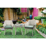 Tashay Green Fabric & Beige Wicker Patio Bistro Set