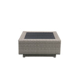 Salena Beige Fabric & Gray Wicker Patio Table