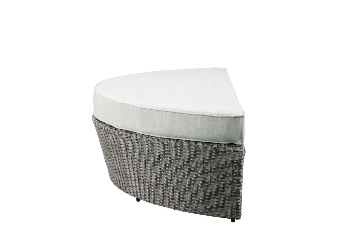 Glynn Beige Fabric & Gray Wicker Patio Sofa & Ottoman