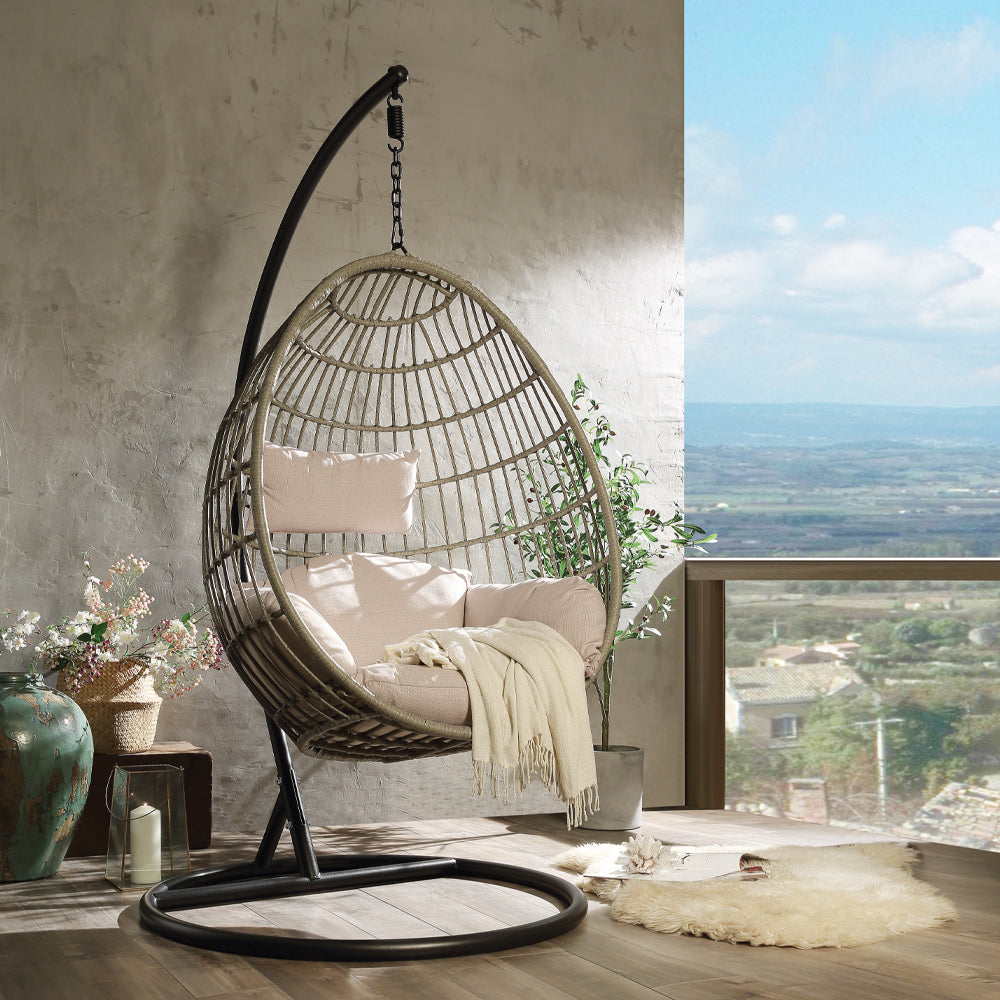 Vasant Fabric & Wicker Patio Swing Chair