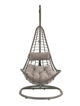 Uzae Gray Fabric & Charcoal Wicker Patio Swing Chair