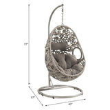 Sigar Light Gray Fabric & Wicker Patio Swing Chair