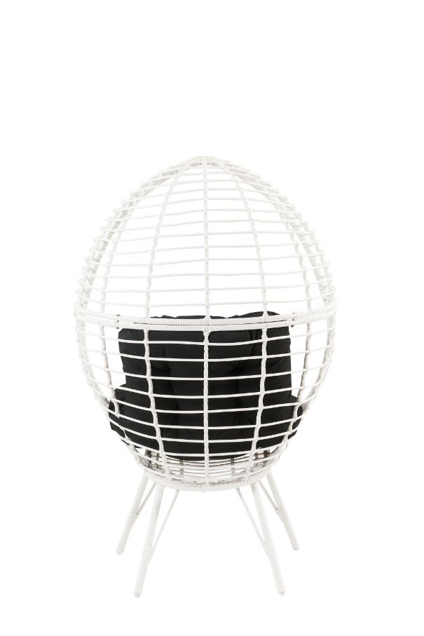 Galzed Black Fabric & White Wicker Patio Lounge Chair