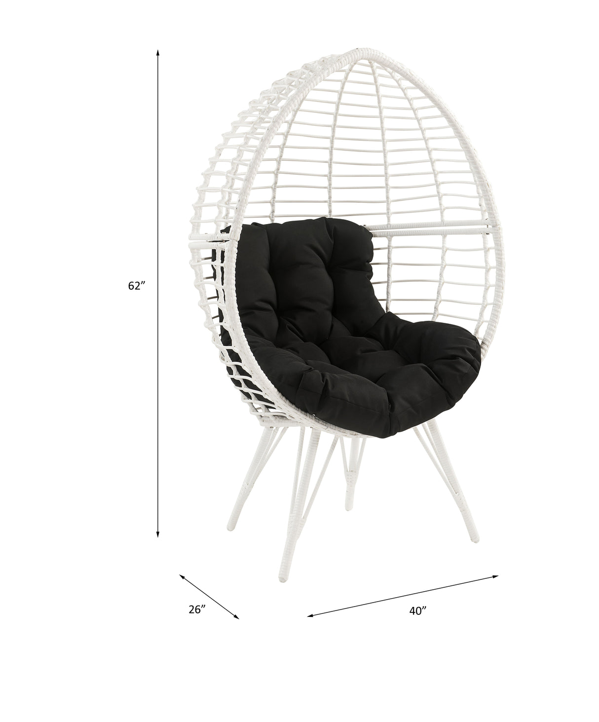 Galzed Black Fabric & White Wicker Patio Lounge Chair