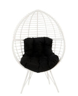 Galzed Black Fabric & White Wicker Patio Lounge Chair