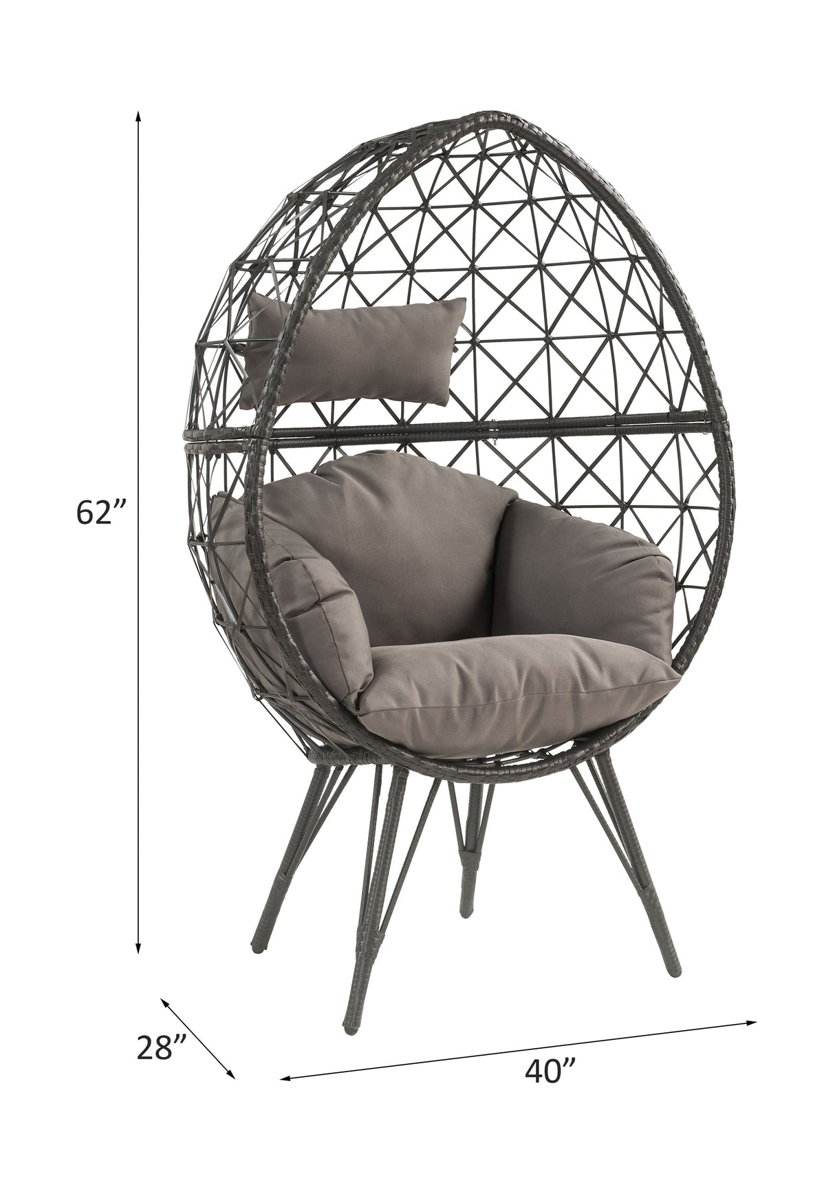 Aeven Light Gray Fabric & Black Wicker Patio Lounge Chair