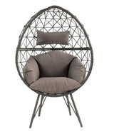 Aeven Light Gray Fabric & Black Wicker Patio Lounge Chair