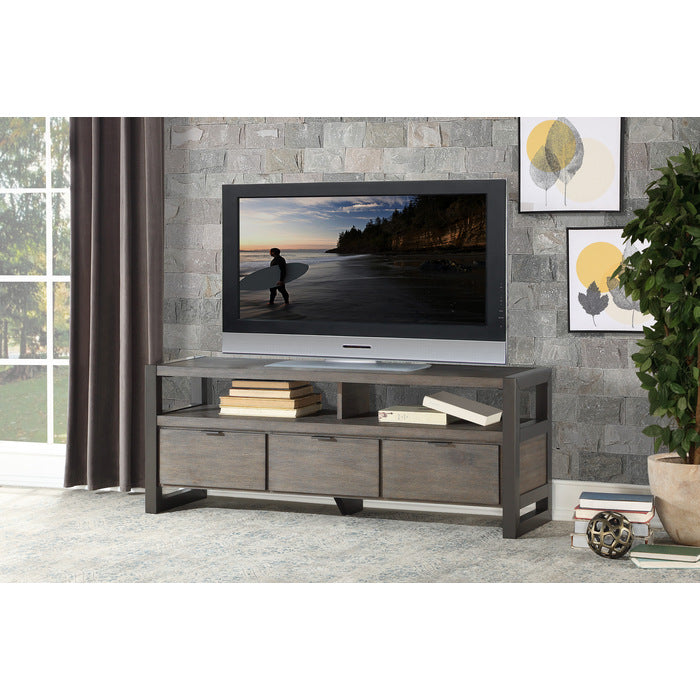 Prudhoe Power Glaze Oak And Gunmetal Tv Stand